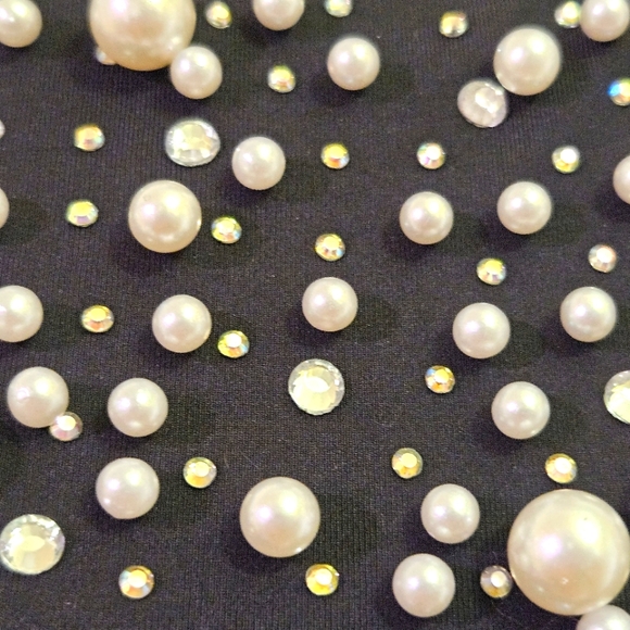 BANJUL Black Pearl & Rhinestone Embellished Sleeveless Bodycon Dress, Large, NWT - Picture 7 of 16